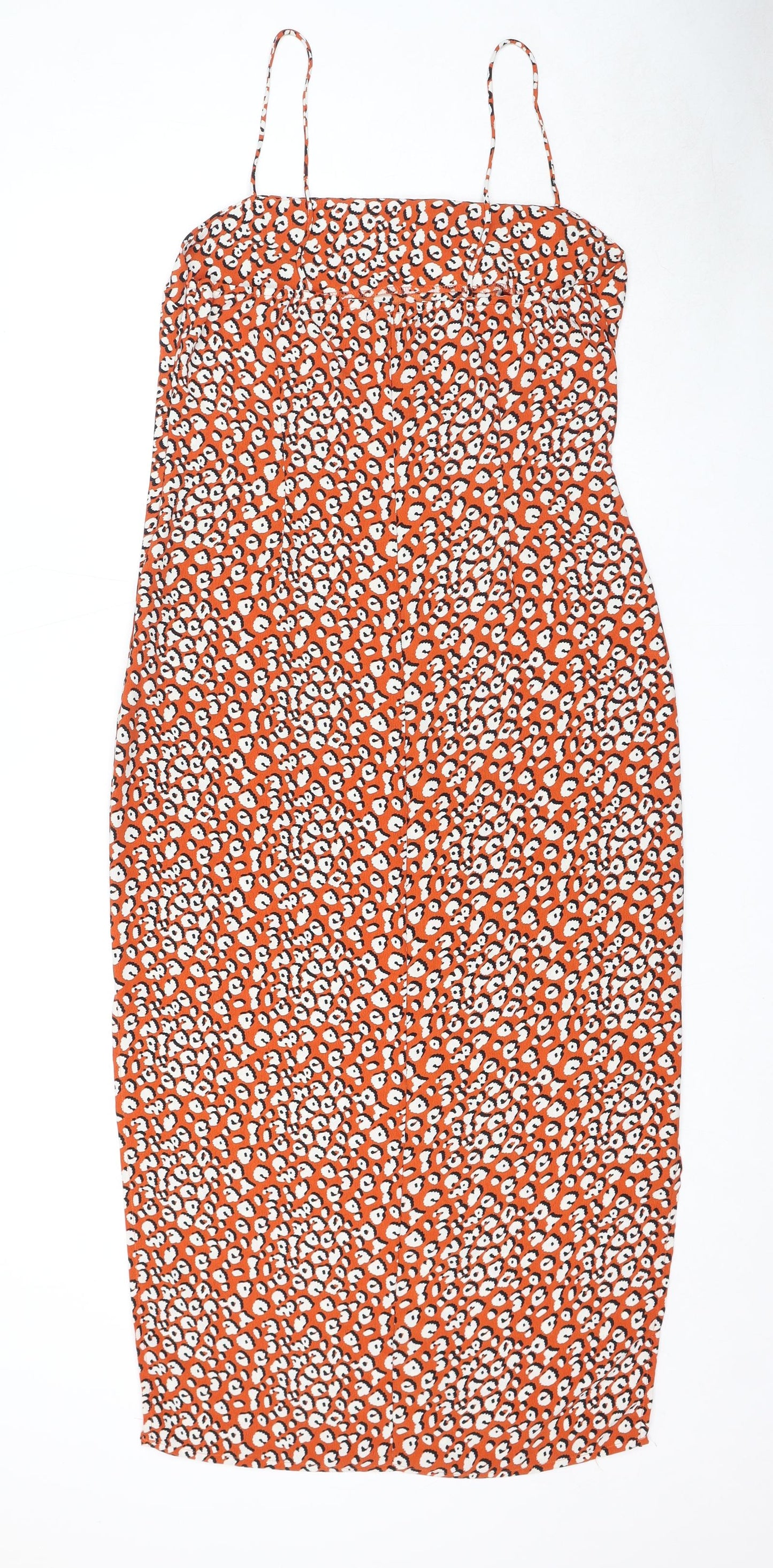 Nasty Gal Womens Orange Geometric Polyester Tank Dress Size 12 Square Neck Zip