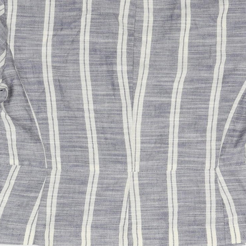 Zara Womens Blue Striped Jacket Blazer Size XS - Crocheted Lace Detail