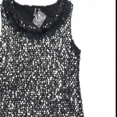 Izabel London Womens Black Polyester Tank Dress Size 16 Round Neck Pullover