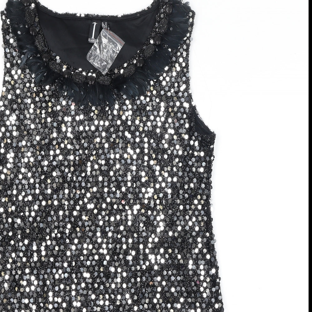 Izabel London Womens Black Polyester Tank Dress Size 16 Round Neck Pullover