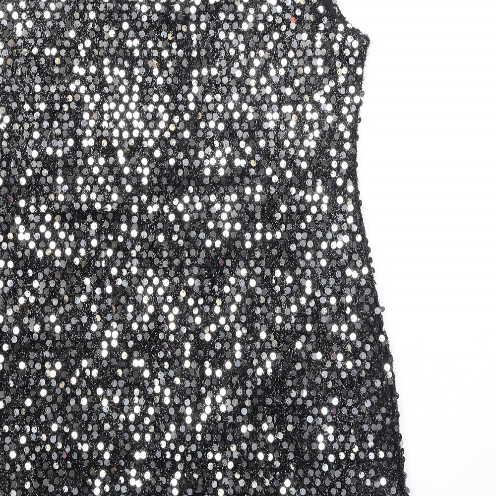 Izabel London Womens Black Polyester Tank Dress Size 16 Round Neck Pullover