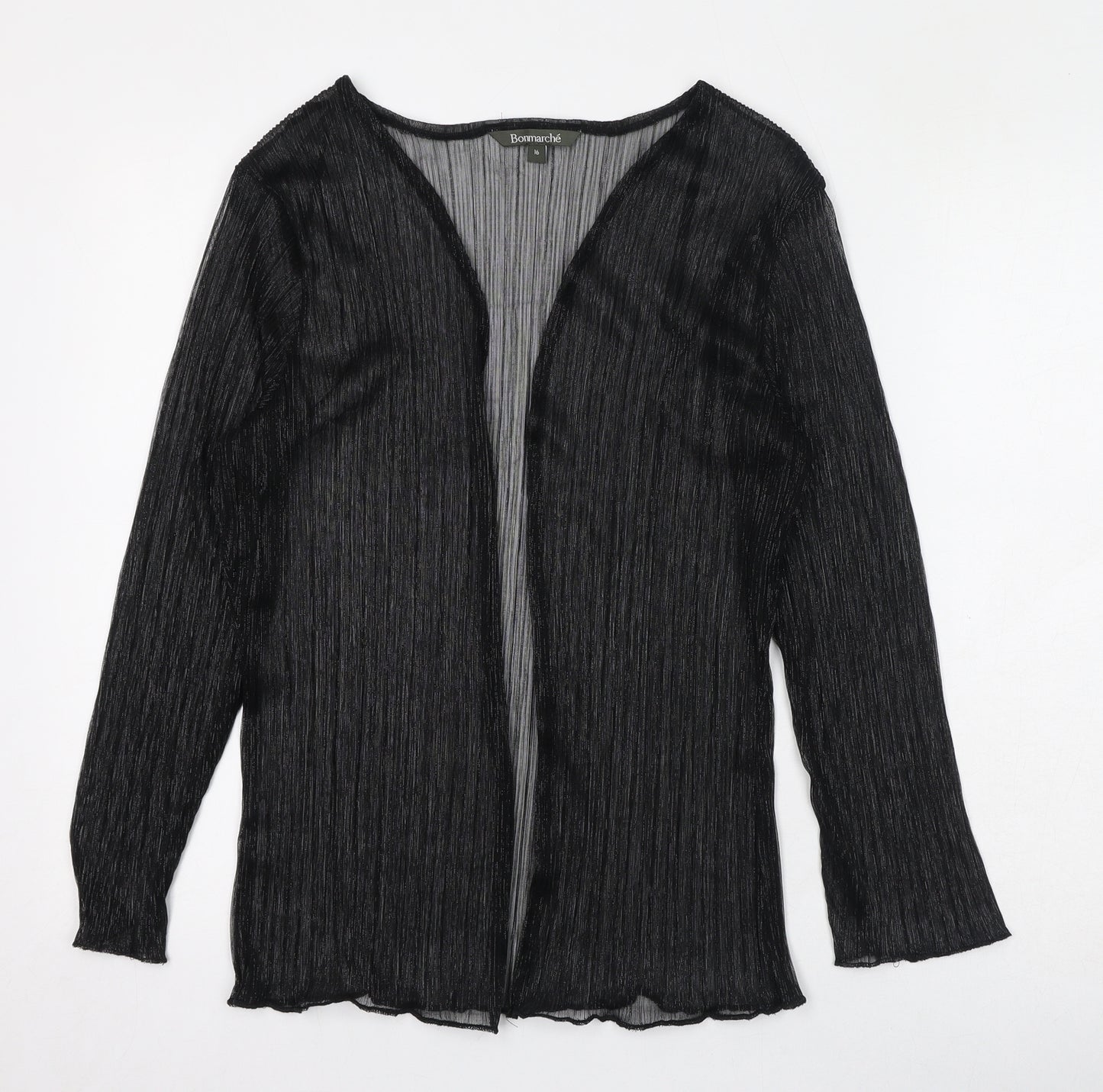 Bonmarché Womens Black Polyester Kimono T-Shirt Size 16 V-Neck