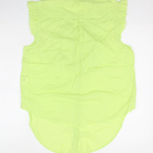 Roman Womens Green Cotton Basic Button-Up Size 16 V-Neck
