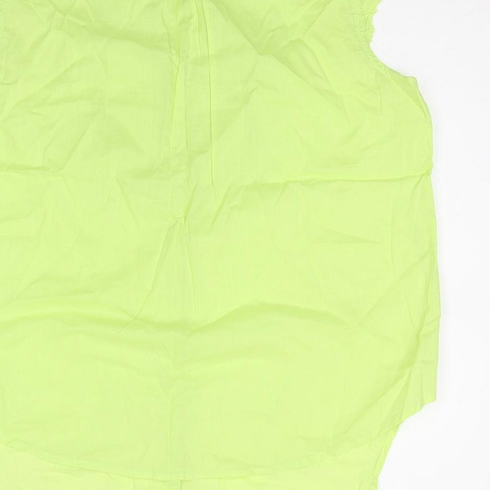 Roman Womens Green Cotton Basic Button-Up Size 16 V-Neck