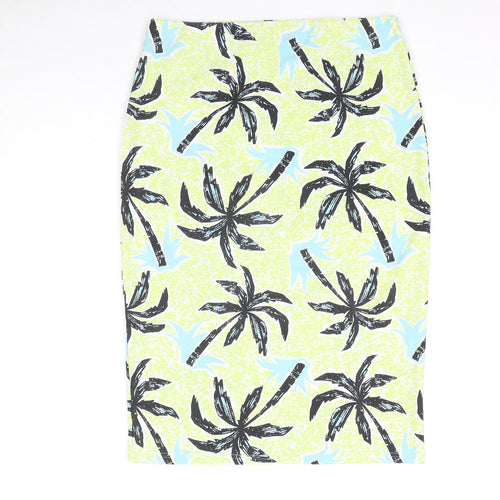 Missguided Womens Green Geometric Polyester Bandage Skirt Size 12 - Palm Tree Pattern