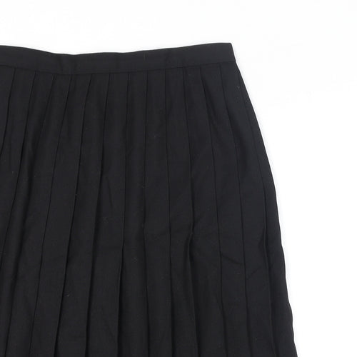 Debenhams Womens Black Polyester Pleated Skirt Size 14 Button