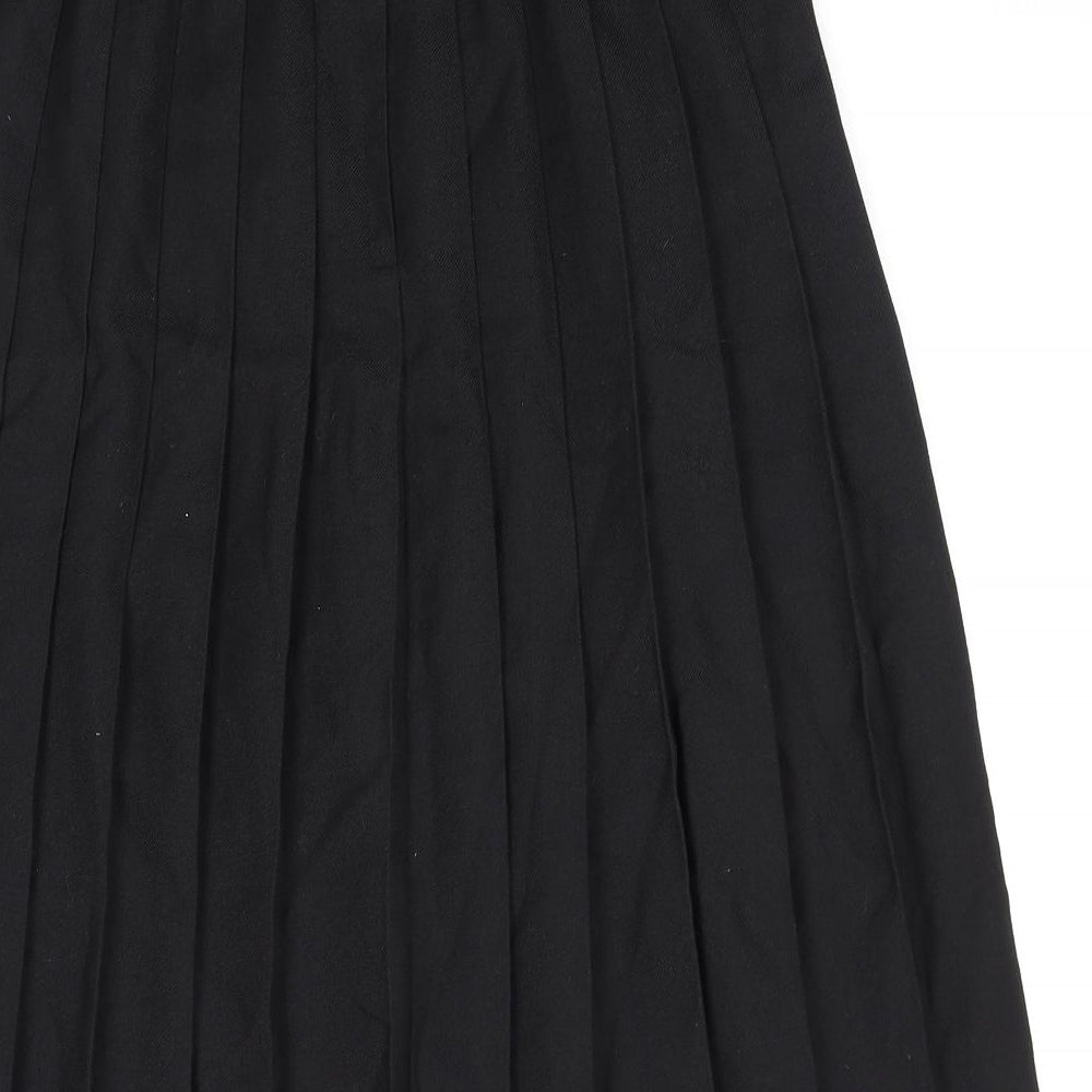 Debenhams Womens Black Polyester Pleated Skirt Size 14 Button