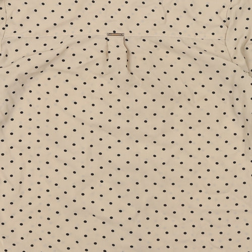 Wardrobe Womens Beige Polka Dot Polyester Basic Button-Up Size XS Collared