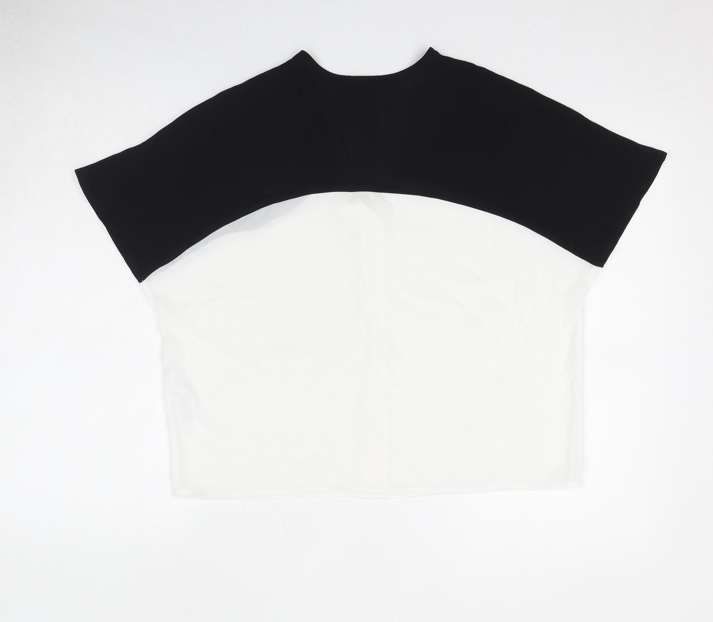 ASOS Womens Black Colourblock Polyester Basic Button-Up Size 8 V-Neck