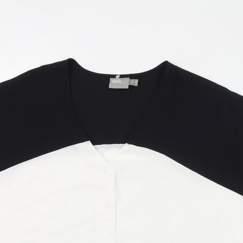 ASOS Womens Black Colourblock Polyester Basic Button-Up Size 8 V-Neck