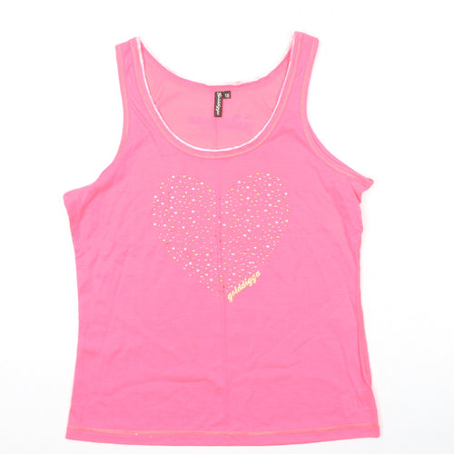 Golddigga Womens Pink Polyester Basic Tank Size 16 Scoop Neck