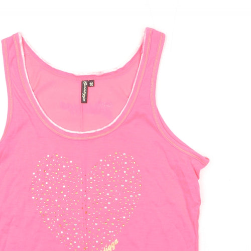 Golddigga Womens Pink Polyester Basic Tank Size 16 Scoop Neck