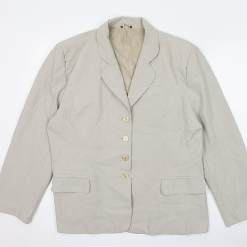 Klass Womens Beige Geometric Jacket Blazer Size 18 Buckle