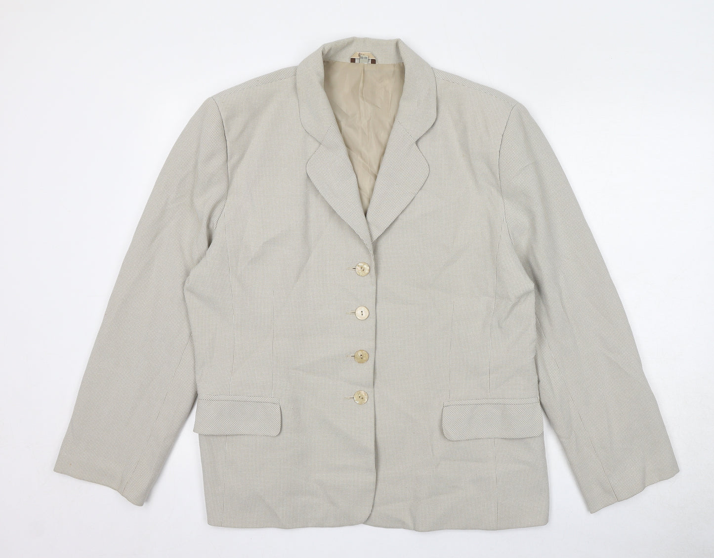 Klass Womens Beige Geometric Jacket Blazer Size 18 Buckle