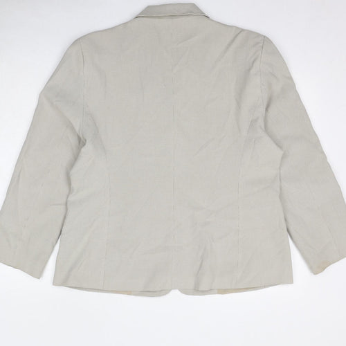 Klass Womens Beige Geometric Jacket Blazer Size 18 Buckle