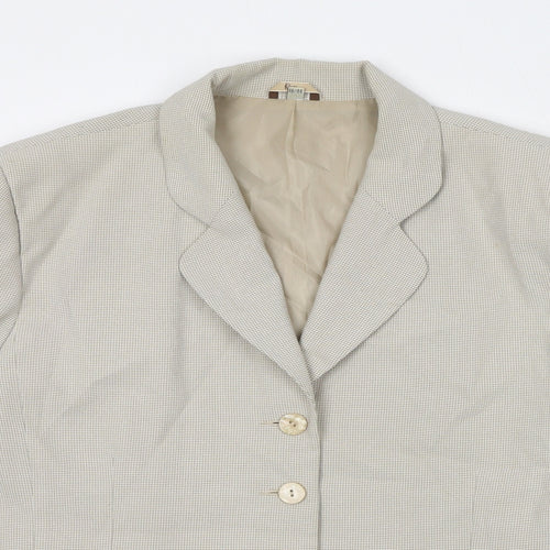 Klass Womens Beige Geometric Jacket Blazer Size 18 Buckle