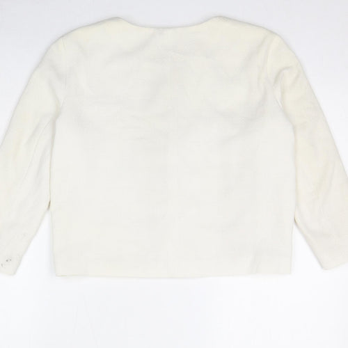 River Island Womens Ivory Jacket Blazer Size 10 Hook & Eye - Crocheted Lace Front