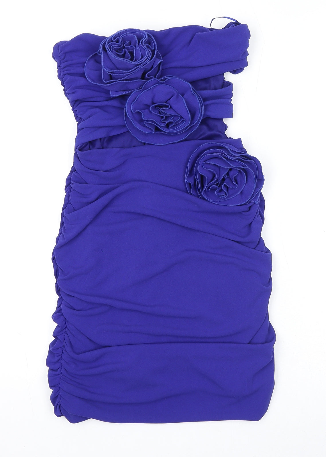 Zara Womens Blue Polyester Bodycon Size S Off the Shoulder Zip - Flower Detail