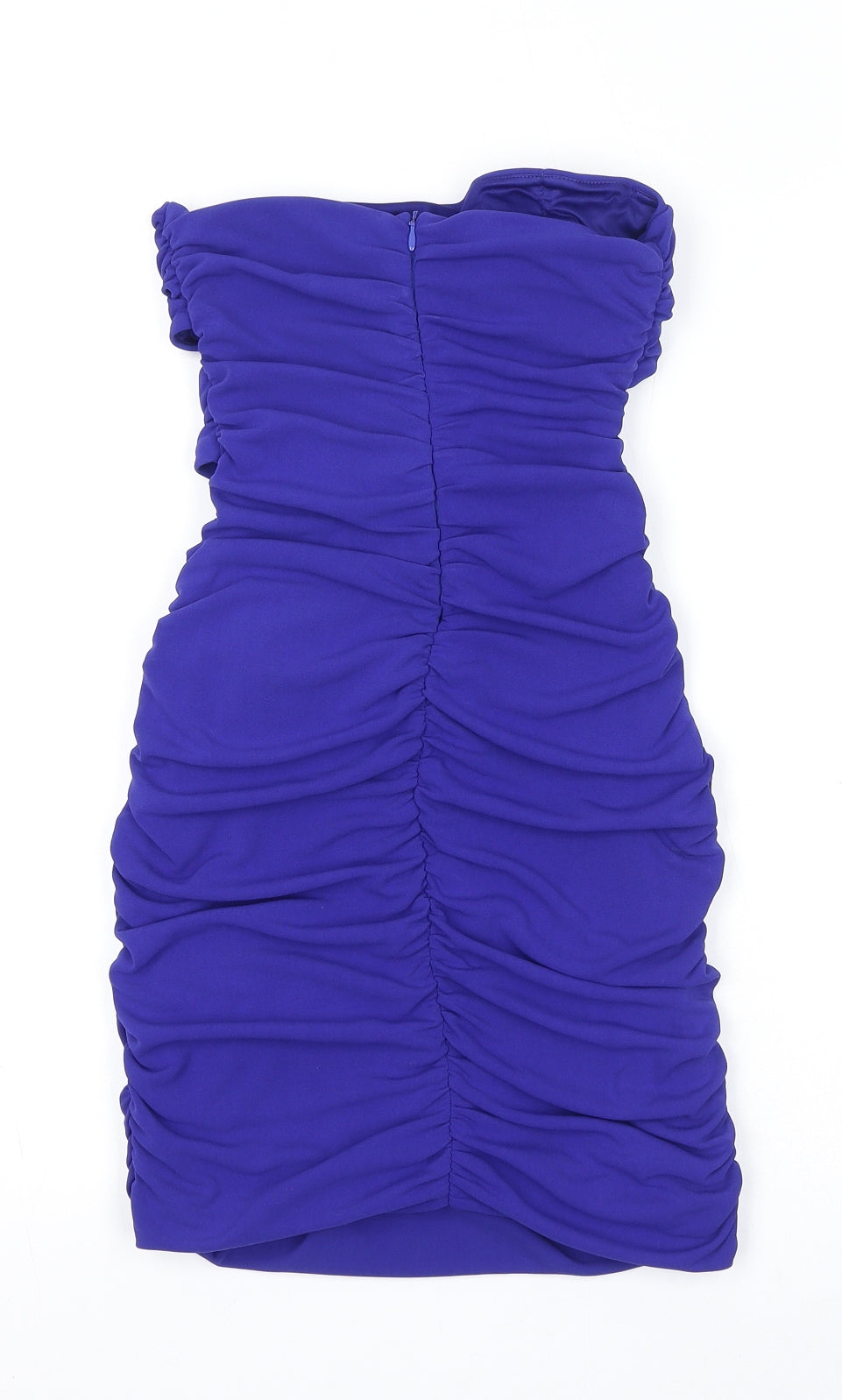 Zara Womens Blue Polyester Bodycon Size S Off the Shoulder Zip - Flower Detail