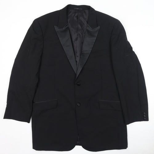 Moss Bros Mens Black Polyester Tuxedo Suit Jacket Size 44 Regular