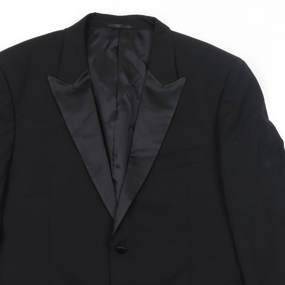 Moss Bros Mens Black Polyester Tuxedo Suit Jacket Size 44 Regular