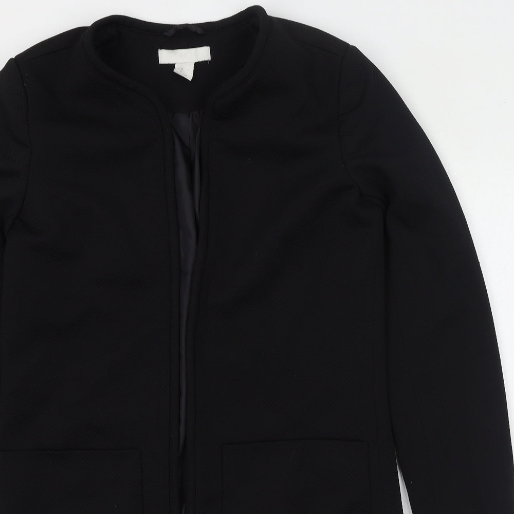 H&M Womens Black Overcoat Coat Size 6