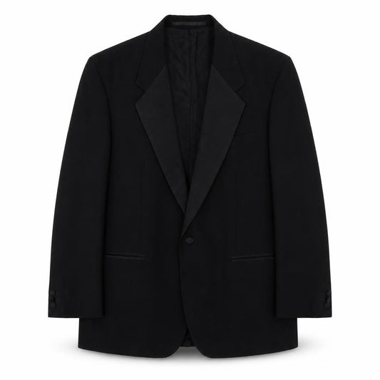 Front view of Burton men’s black polyester jacket suit jacket, size 42, regular