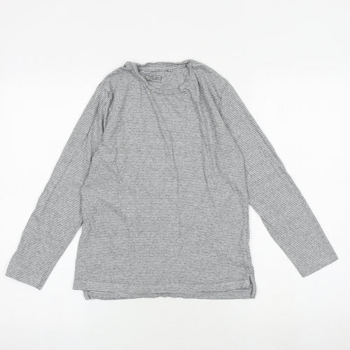 NEXT Boys Grey Striped 100% Cotton Basic T-Shirt Size 10 Years Crew Neck Pullover