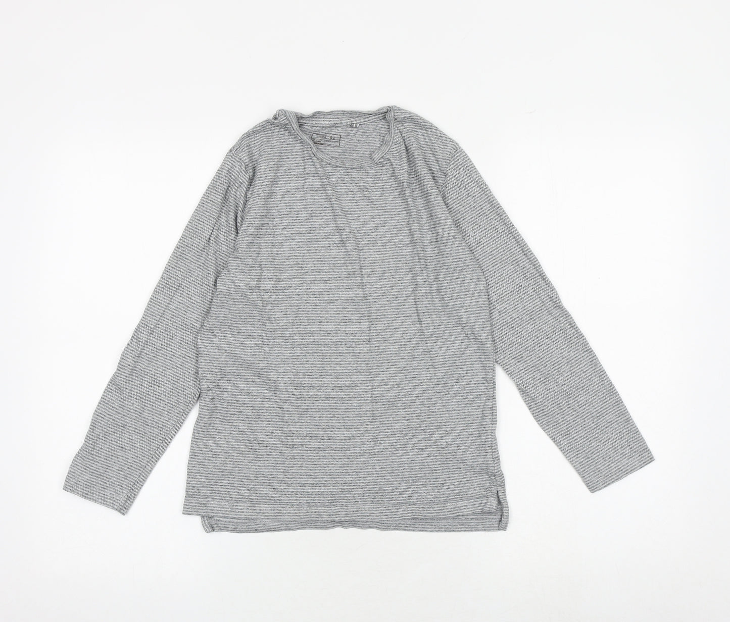 NEXT Boys Grey Striped 100% Cotton Basic T-Shirt Size 10 Years Crew Neck Pullover