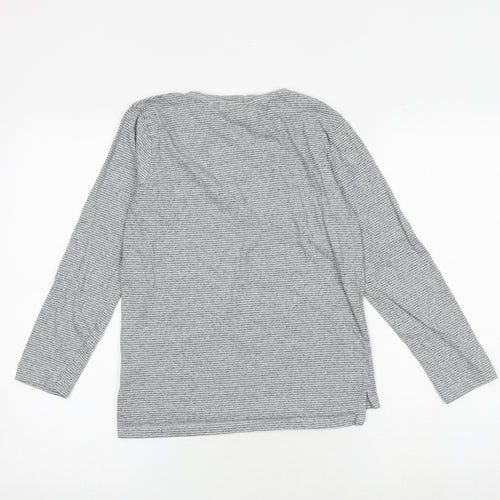 NEXT Boys Grey Striped 100% Cotton Basic T-Shirt Size 10 Years Crew Neck Pullover