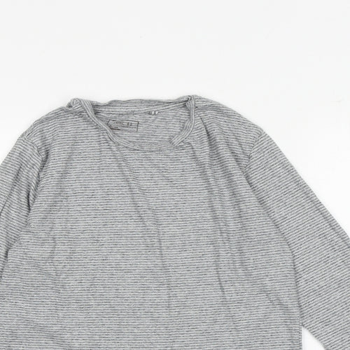 NEXT Boys Grey Striped 100% Cotton Basic T-Shirt Size 10 Years Crew Neck Pullover