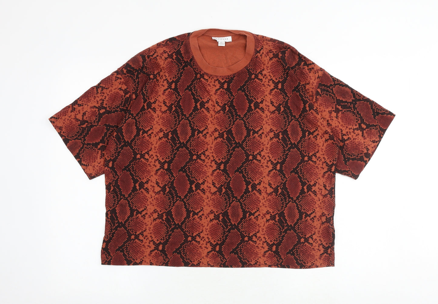 Topshop Womens Red Animal Print 100% Cotton Basic T-Shirt Size S Crew Neck - Snake Print