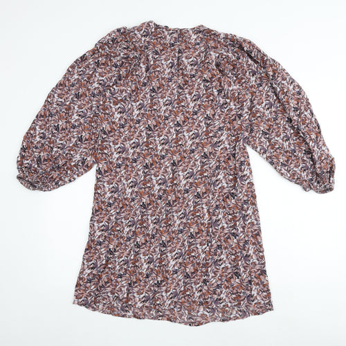 NEXT Womens Multicoloured Geometric Viscose A-Line Size 8 Round Neck Button