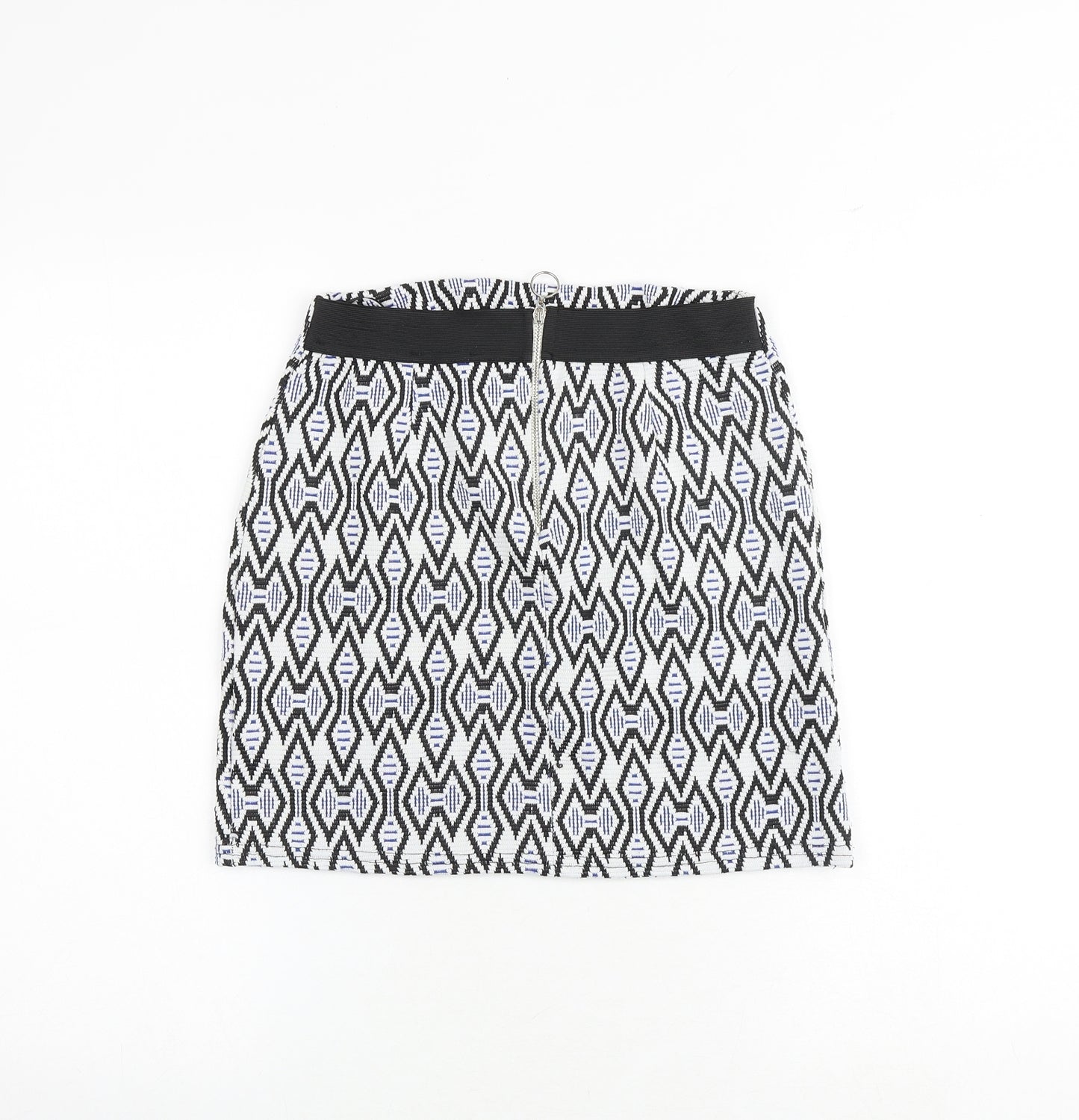 New Look Womens Multicoloured Geometric Polyester A-Line Skirt Size 8 Zip