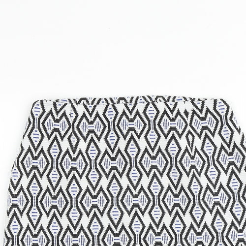 New Look Womens Multicoloured Geometric Polyester A-Line Skirt Size 8 Zip