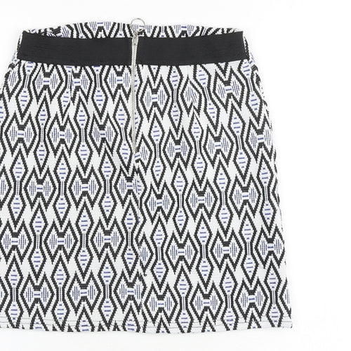 New Look Womens Multicoloured Geometric Polyester A-Line Skirt Size 8 Zip