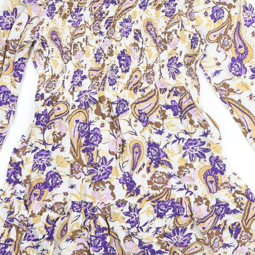 River Island Womens Multicoloured Paisley Viscose A-Line Size 10 Round Neck Tie