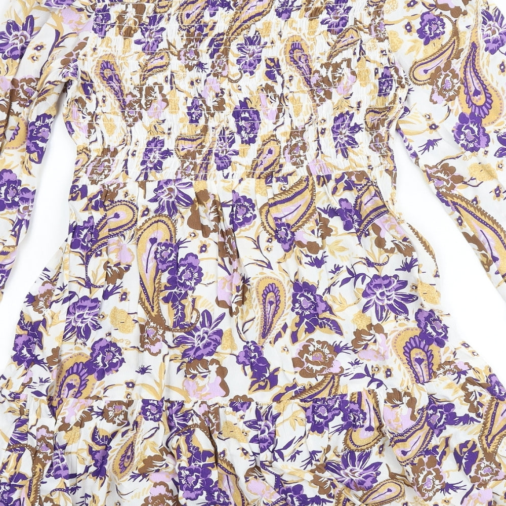 River Island Womens Multicoloured Paisley Viscose A-Line Size 10 Round Neck Tie