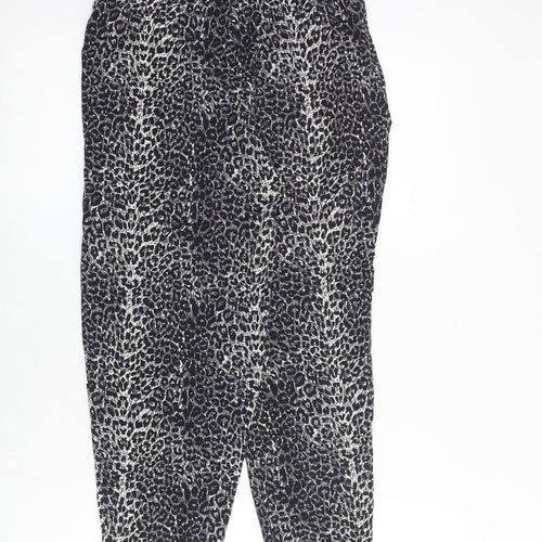 Oasis Womens Grey Animal Print Viscose Harem Trousers Size XS Regular - Leopard Print