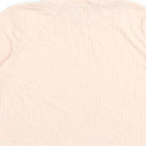 Select Girls Pink Viscose Basic T-Shirt Size 14 Years High Neck Pullover - Pearl Detail Ribbed