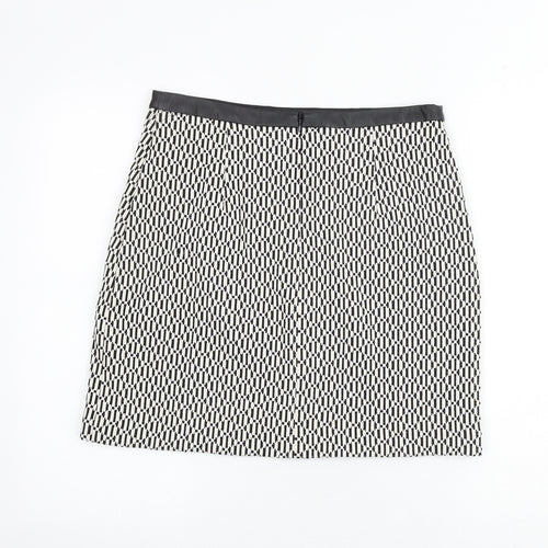 Oasis Womens Multicoloured Geometric Polyamide A-Line Skirt Size 12 Zip