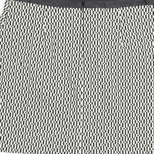 Oasis Womens Multicoloured Geometric Polyamide A-Line Skirt Size 12 Zip