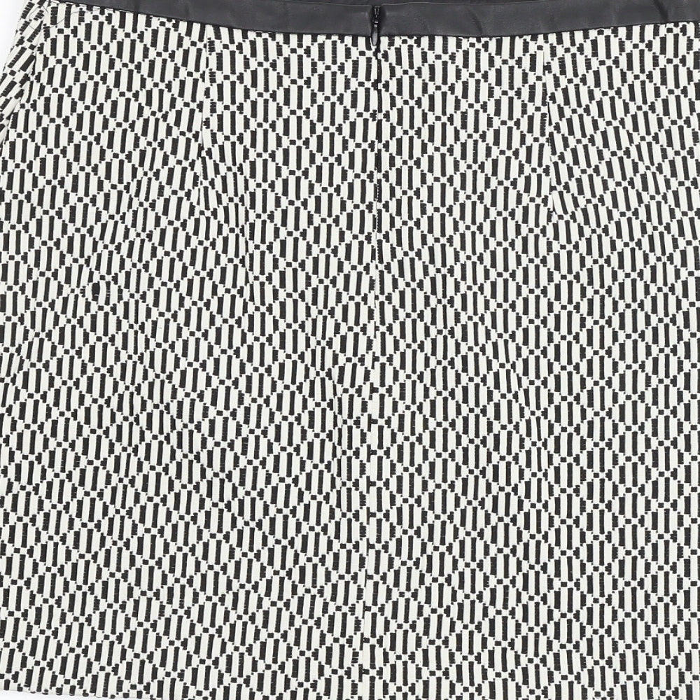 Oasis Womens Multicoloured Geometric Polyamide A-Line Skirt Size 12 Zip