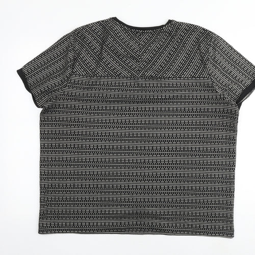 River Island Mens Black Geometric Polyester T-Shirt Size 2XL Crew Neck