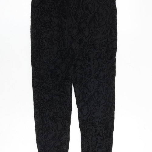 Marks and Spencer Womens Black Geometric Cotton Trousers Size 10 Regular