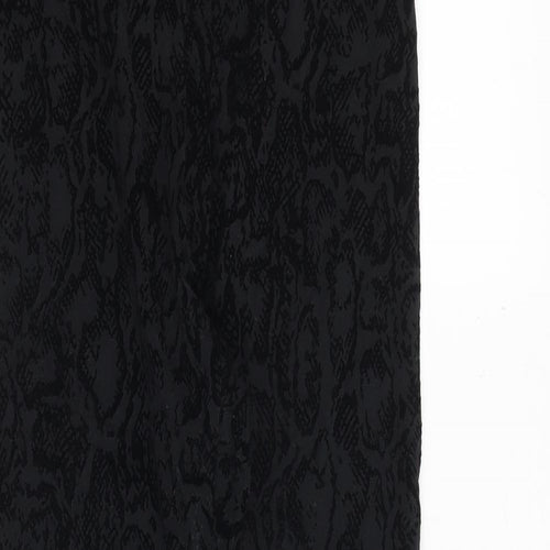 Marks and Spencer Womens Black Geometric Cotton Trousers Size 10 Regular