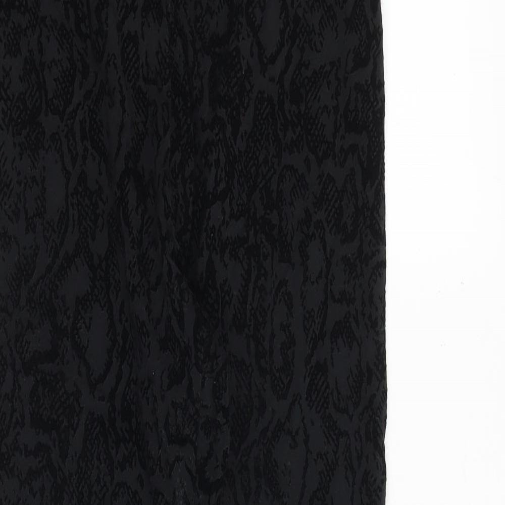 Marks and Spencer Womens Black Geometric Cotton Trousers Size 10 Regular