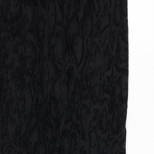 Marks and Spencer Womens Black Geometric Cotton Trousers Size 10 Regular