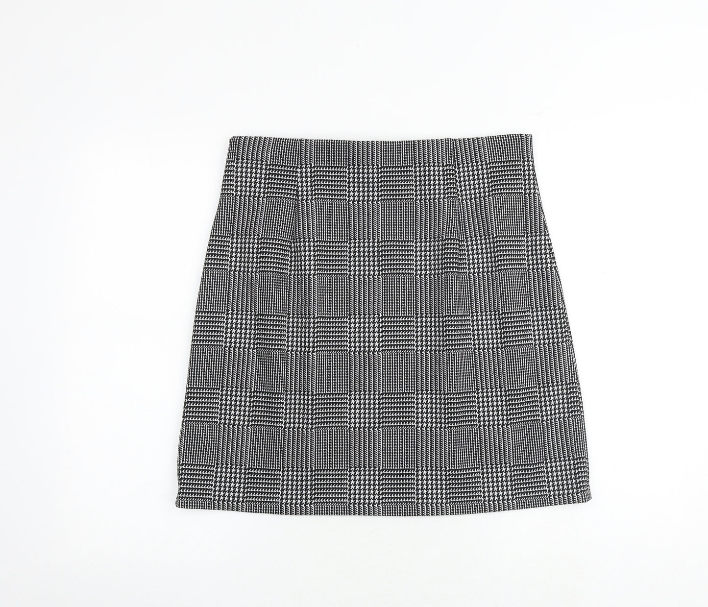Marks and Spencer Womens Black Check Polyester A-Line Skirt Size 14