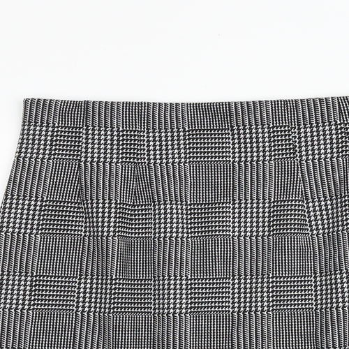 Marks and Spencer Womens Black Check Polyester A-Line Skirt Size 14